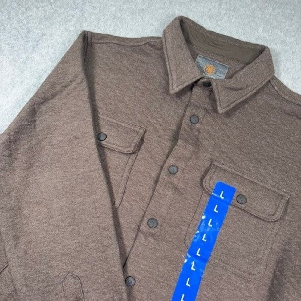 NWT Cloudveil Quilted Shacket Mens L Large BROWN Jacquard Knit Shirt Jacket Snap